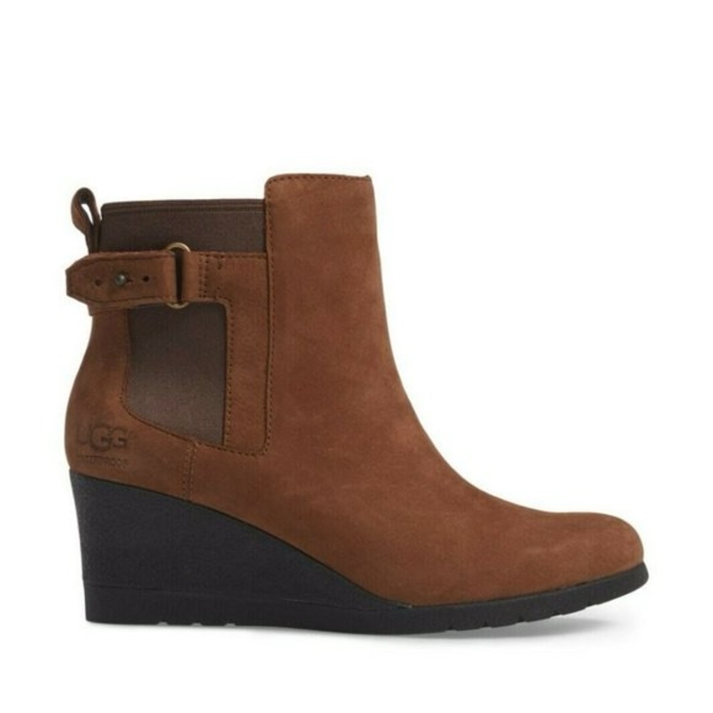 UGG Indra Waterproof Wedge Boot SLIP RESISTANT THINSULATE WINTER BROWN size 7.5